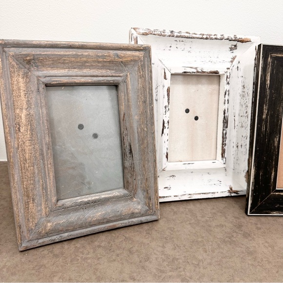 Set of 4 Distressed Wood Picture Frames Black Gray White 4x6 5x7 Gallery Wall - Picture 9 of 16